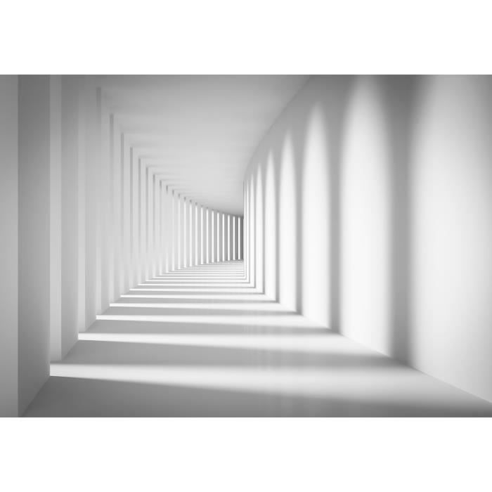 Papier Peint Intissé 3D Effet Tunnel Blanc 312x219 cm Illusion Moderne Abstrait Chambre Salon Photo Non Tissé Muraux Trompe l'oei