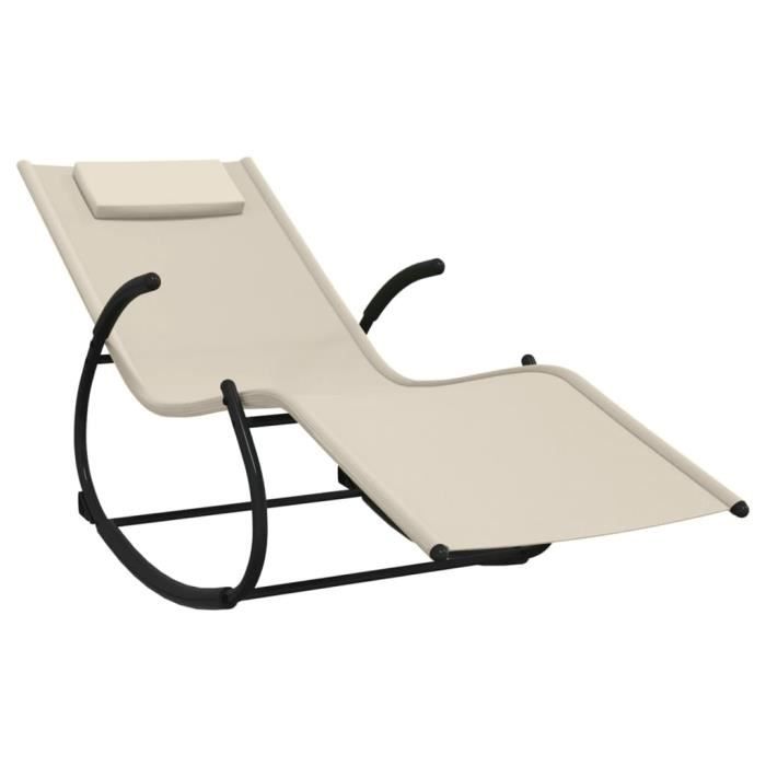 tip - bains de soleil - chaises longues à bascule 2 pcs crème acier et textilène - yosoo - dx2050