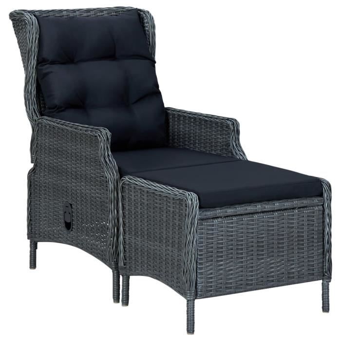 Tabouret Pliable Résine Tressée Gris - 44x44x40cm - Pour Jardin, Terrasse, Balcon - Siège Extérieur Léger Et Résistant