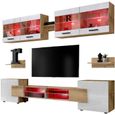 Ensembles de meubles TV - Komodee - Foggia - LED RGB - Blanc & Bois Naturel - 6 portes-1