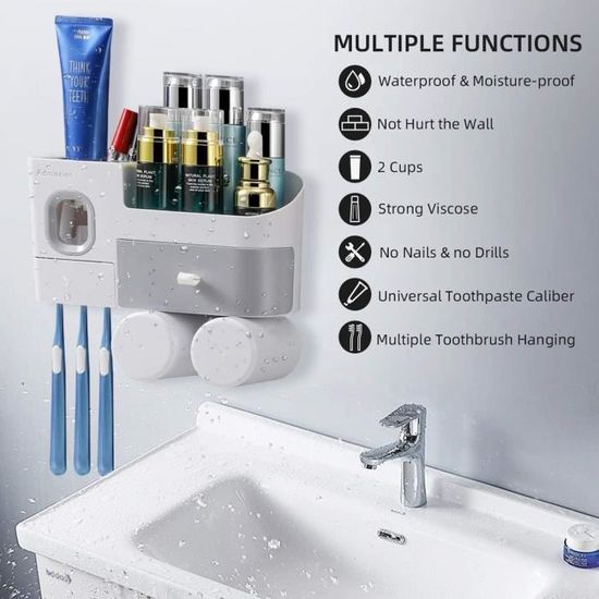 Porte-brosse à Dents électrique, Organiseur De Rangement Pour Salle De Bain Multifonctionnel Bleu 96925643