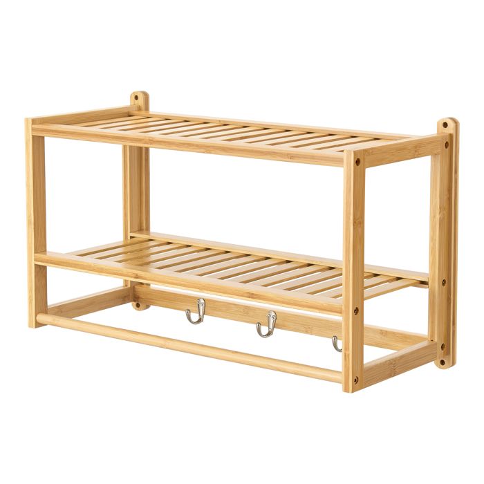 Porte-serviettes Autocollant En Bambou - 38 Cm - Sans Perçage, Pour Salle De Bain Ou Cuisine