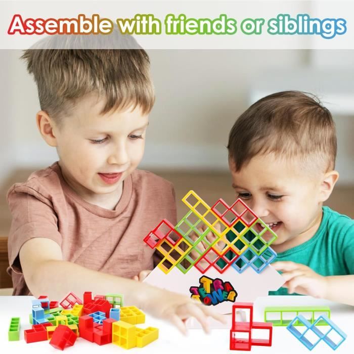 Jeu Tour D'Équilibre Tetra Tower 32 Pièces En Bois - Jeu Empilage Créatif Pour Enfants