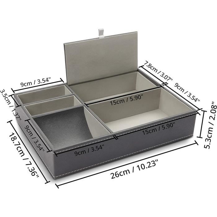 Plateau De Valet À 4 Compartiments, Boîte De Rangement En Similicuir, Dessus De Commode, Boîte