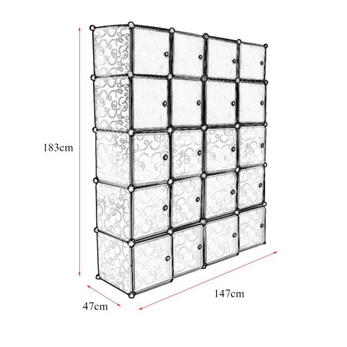 Armoire Penderie LANGRIA - Modulable 20 Cubes - Meuble de Rangement pour  Vêtements/Chaussures - Cdiscount Maison