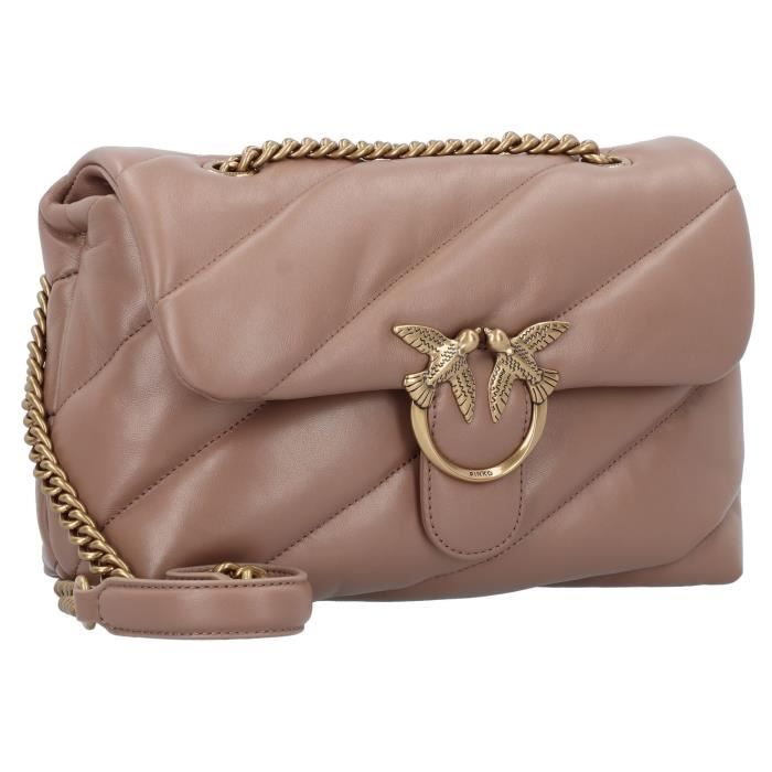 Sac à bandoulière PINKO Love Cuir 30 cm Beige Aimantée