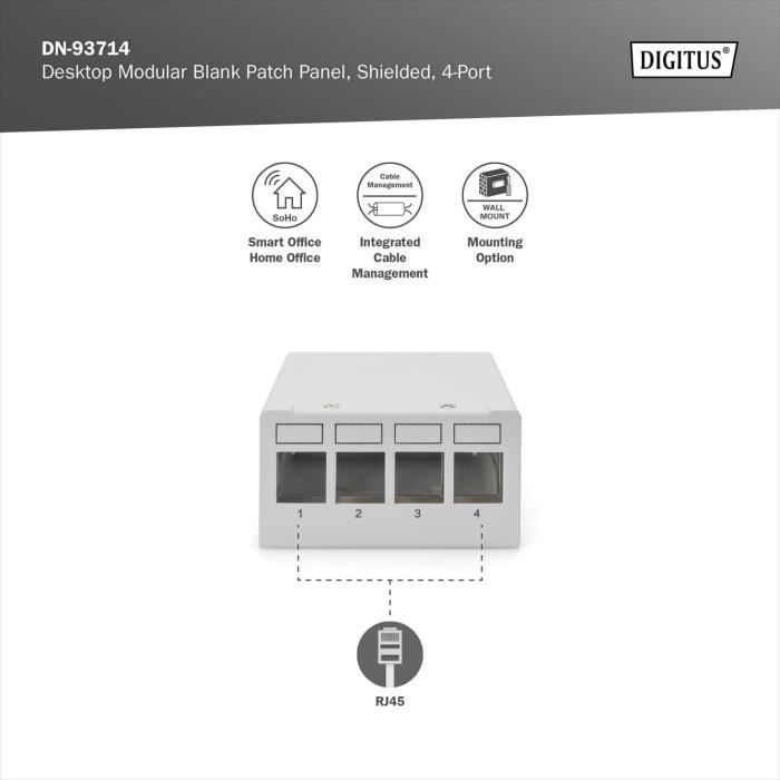 Panneau De Brassage Modulaire 24 Ports CAT6a Pour Rack 1U – Compatible Câbles Réseau CAT5/6/7, Blindé RJ45 - 2