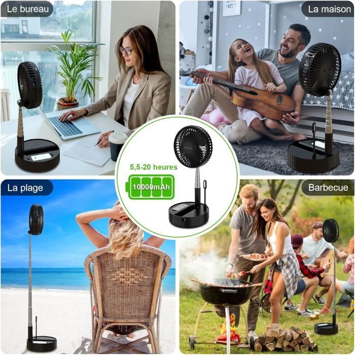 Ventilateur Sur Pied Solaire, Portable Ventilateur De Table 5200Mah