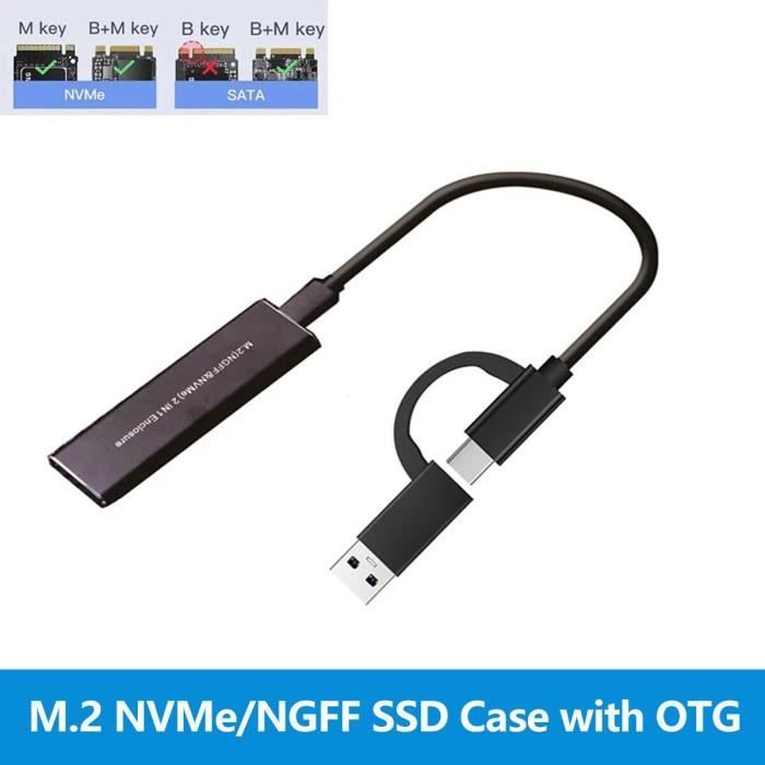 Case SSD M2 - Boîtier externe hd pour disque dur SSD M.2 NVMe 10Gbps,  double protocole, PCIE-NGFF SATA, avec - Cdiscount Informatique