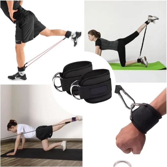 MERCURYAL Sangle Cheville Musculation 2 Pièces – Rembourrée, Double Anneau D, Pour Poulie, Fitness, Homme Et Femme