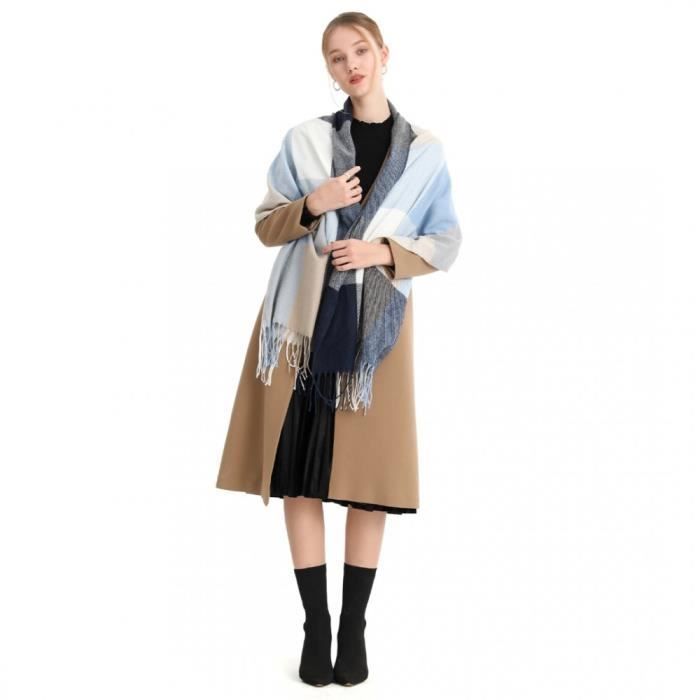 Écharpe Femme D'hiver En Faux Cachemire - Longue écharpe à Carreaux, Douce Et Chaude, Idéale Pour Toutes Vos Tenues