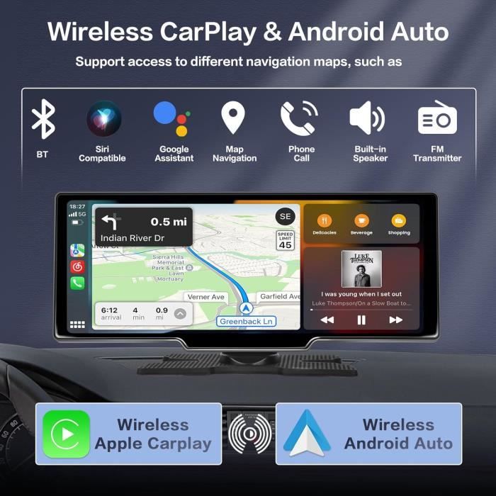 4+64G] Android 13 Ecran Carplay Voiture Sans Fil Android Auto Avec