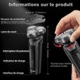Rasoir Électrique Homme SEJOY 3D Flottante Rechargeable IPX7 Étanche Écran LCD Technologie Humide et Sec - Noir-3