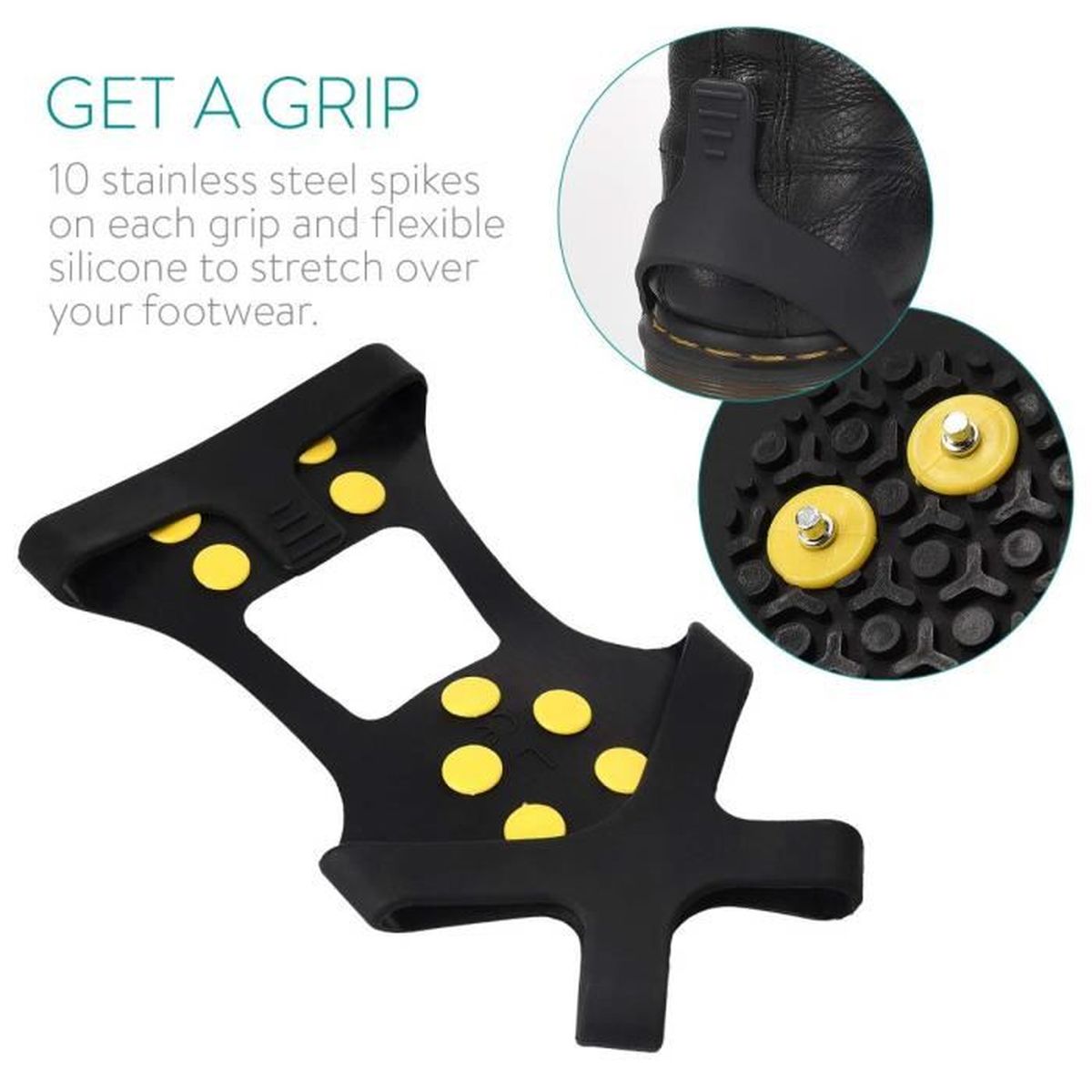 Ville Goujons Crampons Antid/érapants Caoutchouc en Acier Inoxydable ZEYUE Crampons pour Chaussures /À Ressort Escalade Crampons en Silicone Antid/érapants Randonn/ée