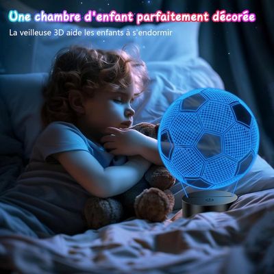 Veilleuse 3D Football LED - 16 Couleurs Changeantes Avec Télécommande - Cadeau Enfant