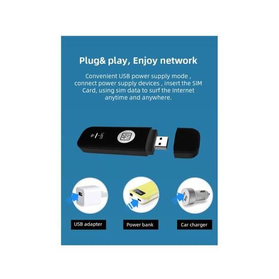 FYOBOT 4G USB WiFi Modem Router avec Emplacement pour Carte SIM 4G LTE  Routeur WiFi pour Voiture Prise en Charge de la Bande EuropéEnne B28-Noir