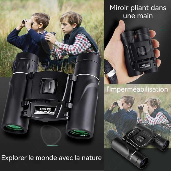 Jumelles Compactes étanches - Grossissement 10x25, Vision Basse Lumière, Légères Et Portables | Pour Adultes Et Enfants, Randonnée, Concerts, Observation