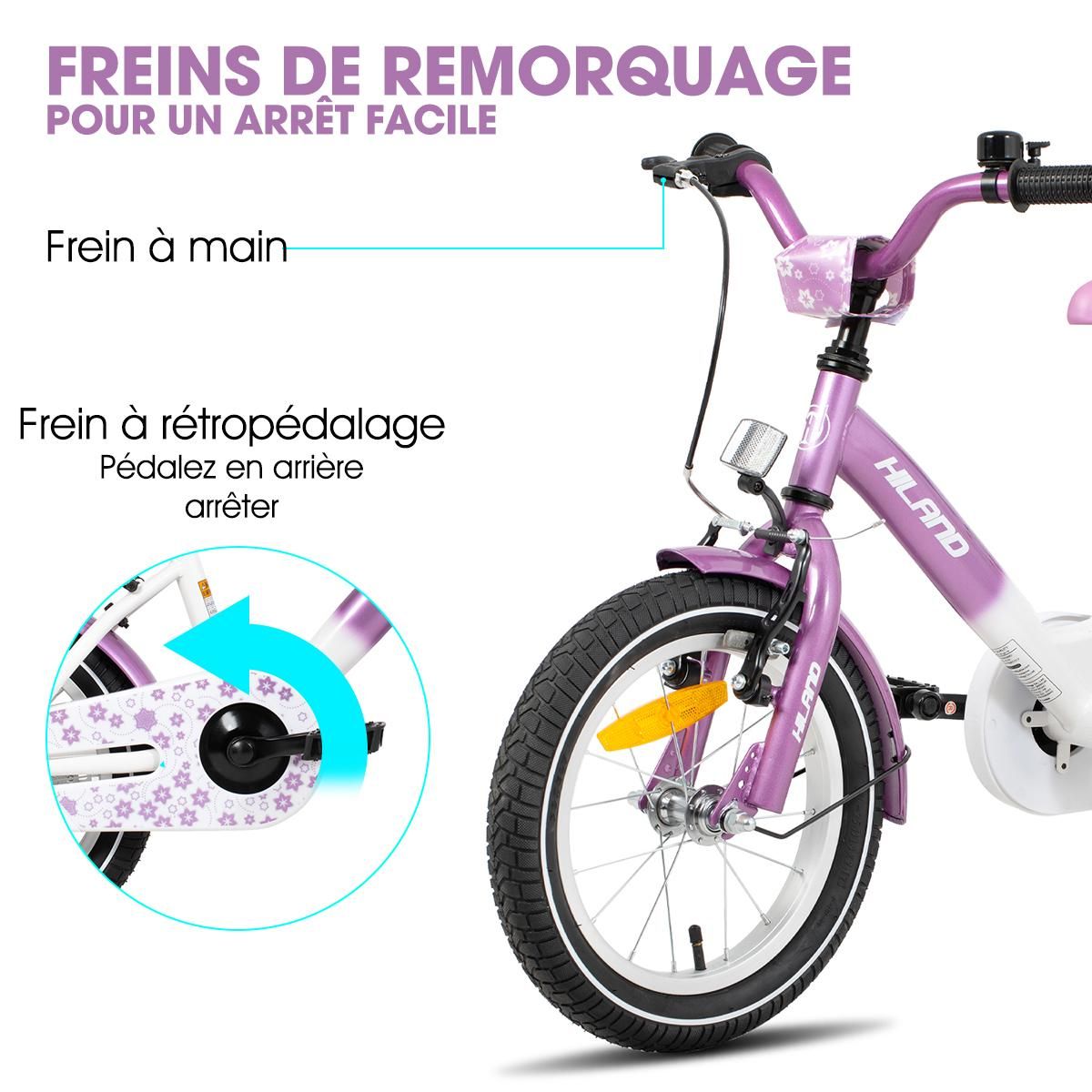 Vélo Enfant 12 Pouces – 2-4 Ans, Roues Stabilisatrices LED, Freins Double Sécurité, Pliable, Léger 7,25 Kg