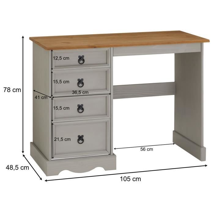 Meuble bureau, Table Informatique Secrétaire, 90 X 42 X 78 cm Blanc -  Cdiscount Maison