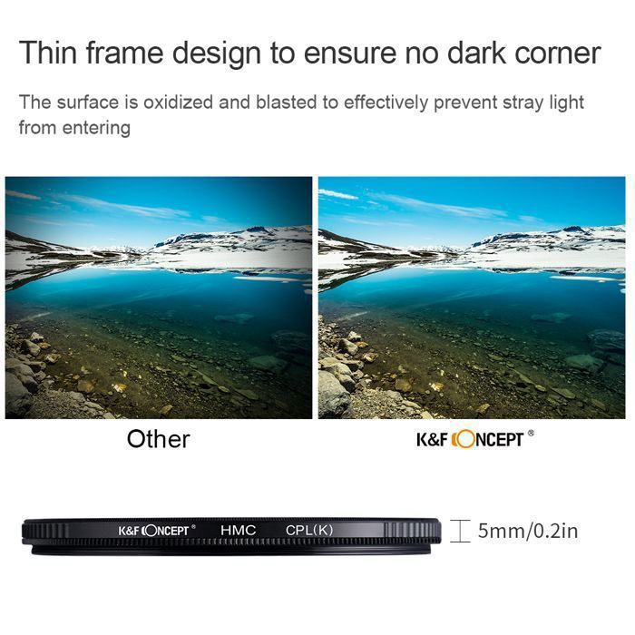 K&F CONCEPT 43mm Filtre Polarisant CPL True Color HD
