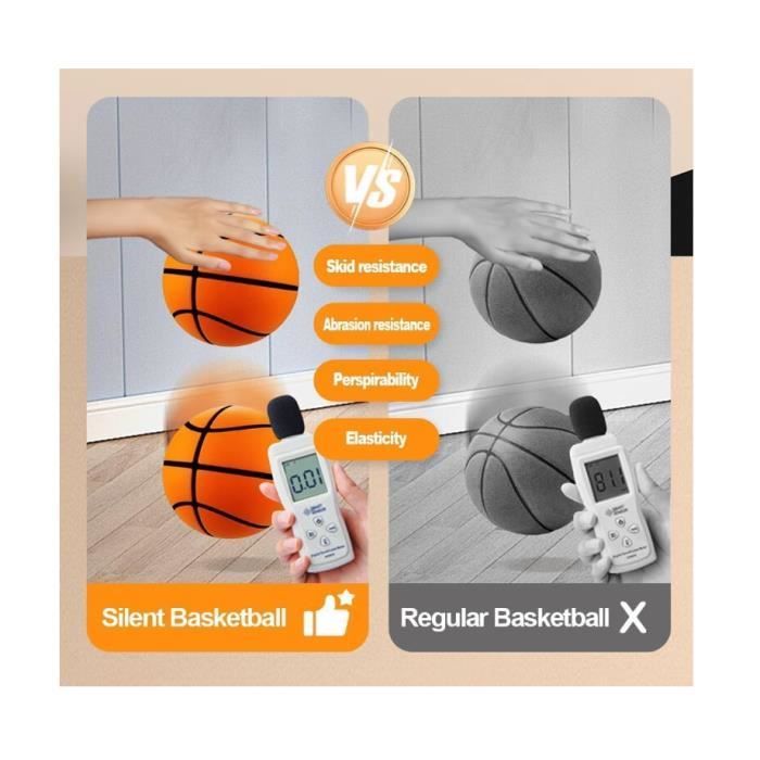 LumenVela Ballon Basket Silencieux, Silent Basketball Interieur, Mousse Ball Basket Taille 7 pour Usage en Salle avec Housse en Tissu Anti-Miettes pour Enfants et Adultes pour l'entraînement en Salle