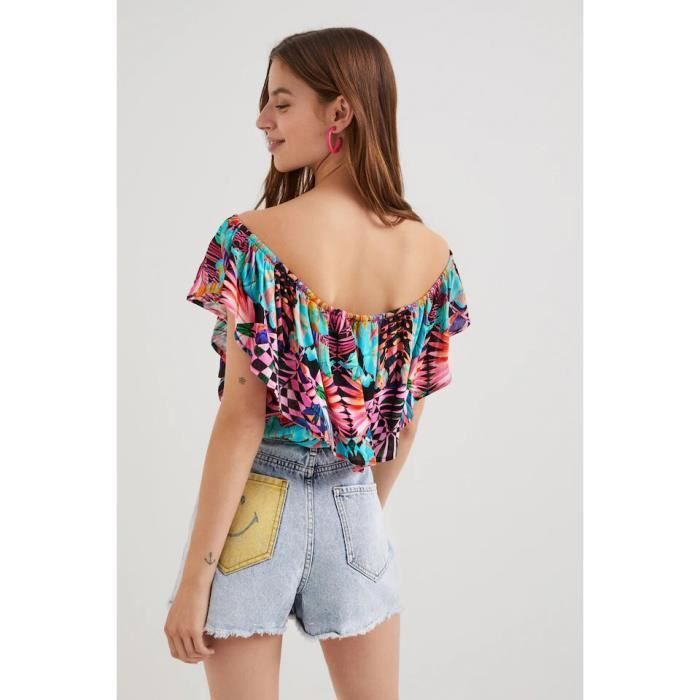 Top T-shirt Femme Desigual Multicolore - Taille L - Très Bon État