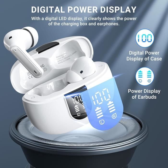 Écouteurs Bluetooth ROMOKE T19 – Sans Fil, Hi-Fi, IP7, Autonomie 40h, Rose