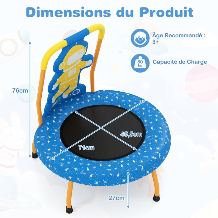 Trampoline Enfant Mini – Poignée Rembourrée, Sécurité Renforcée, Intérieur/extérieur, Pliable – Vert, Dès 3 Ans