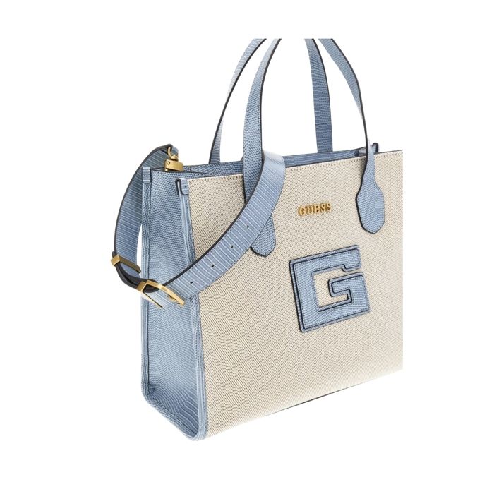 GUESS Sac à main beige bleu clair pour femme G Status