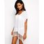 Robe De Plage Bordée De Lin Chemisier Plage Blanc Achat