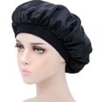 Bonnet de couchage bonnet en satin (taille unique) Noir-0