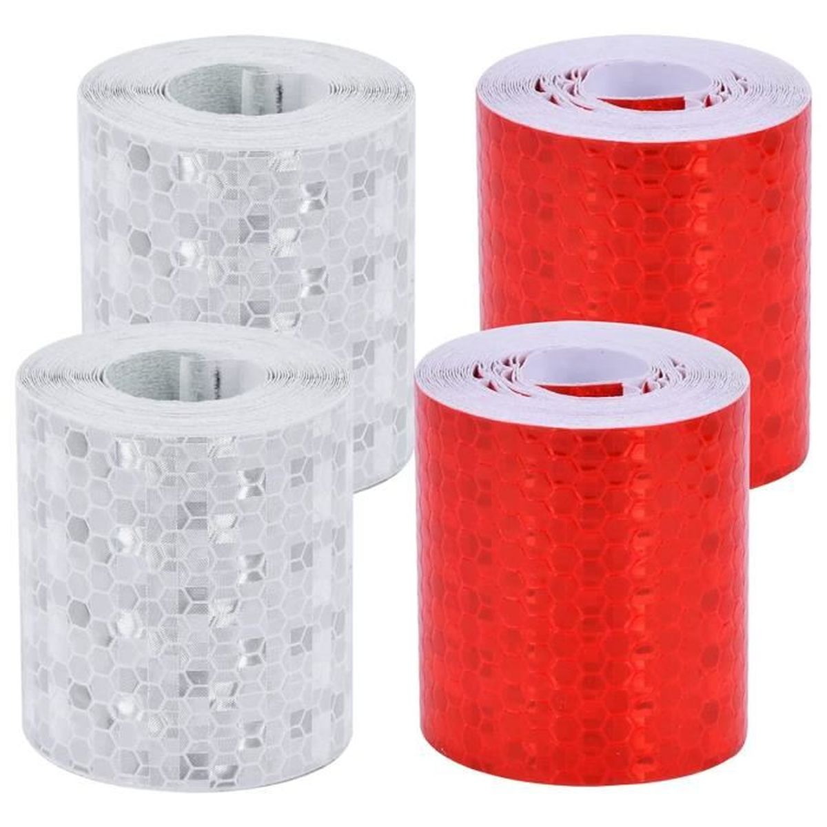2 Rouleaux Ruban Réfléchissant 5cm X 3m - Blanc Et Rouge - Autocollant Imperméable Pour Vélo, Voiture