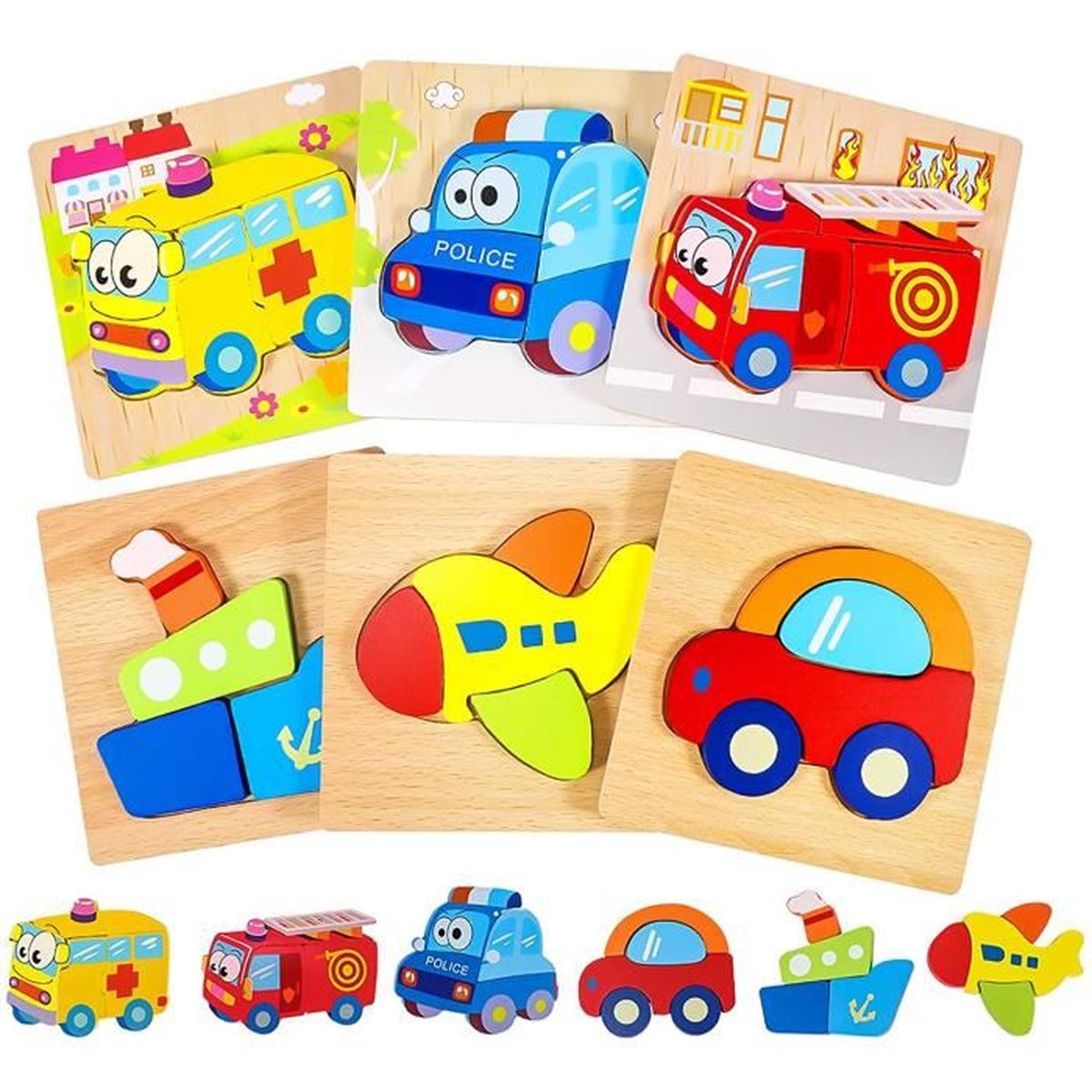 6 Packs Jouet Bebe Puzzles En Bois Enfant Puzzles Animaux En Bois Pour Tout Petits Bebe Animaux Jeux Educatif Pour 1 2 3 Ans Cdiscount Jeux Jouets