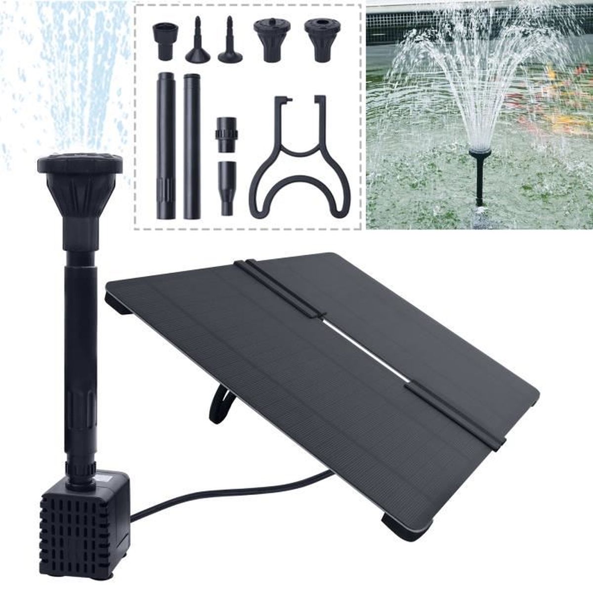 Fontaine Solaire 20W Pliante - Pompe à Eau Pour Bassin/Jardin - 6 Buses - Énergie Solaire