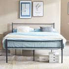 DORAFAIR Lit double, Structure de lit en métal, pour matelas de 140 x 190 cm, Sommier inclus, Noir