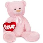 HENRY BRUBAKER BRUBAKER Peluche géante XXL - Ours - Nounours - 100 cm - Rose - Cœur en Peluche 'Love' Inclus