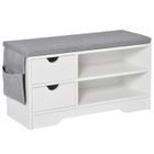 Banc à chaussures et meuble de rangement avec coussin gris - HOMCOM - 2 étagères et 2 tiroirs