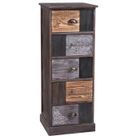 IDIMEX Chiffonnier MARA avec 5 tiroirs, commode en bois de paulownia style vintage ethnique bohême avec gravures