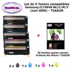 5 Toners génériques CLT404S Bk,C,M,Y pour Samsung SL C430 C430FW C480 C480FN C480FW C483W imprimante+ 20f A6 brillantes -T3AZUR