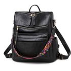 TSINCHIN Sac a dos femme elegant grand cuir PU pour college, randonnée, week-ends, voyage - Noir