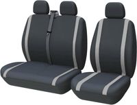 Housses de siège universelles pour fourgons 3 places, compatibles avec accoudoir, noires avec rayures gris