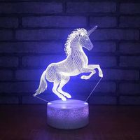 Burst texture base 3d licorne lumière de nuit LED 7 couleurs tactile cadeau de lampe de table