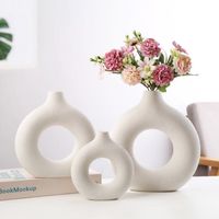 EJ.life Vase nordique en forme d'anneau Vase en forme d'anneau nordique Vases décoratifs modernes linge pack Petit [riz blanc]