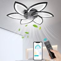 FIMEI Ventilateur de plafond à LED 6 Vitesse Fan Silencieux avec Dimmable Eclairage 3 Couleurs 9008