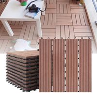 LILIIN 11x Dalles de jardin clipsables en bois composite WPC terracotta 30 x 30 cm Revêtement de sol extérieur-Marron