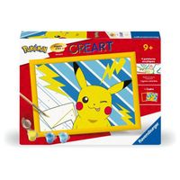 Ravensburger CreArt Kids – Peinture Par Numéros Pikachu – 13x18 Cm – 8 Pots Acryliques, Pinceau, Cadre Inclus – Dès 7 Ans