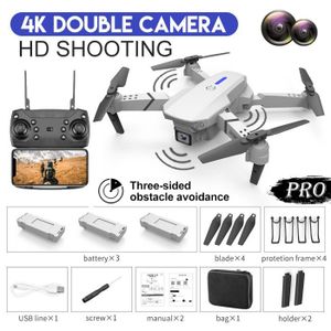 DRONE Pro 4K double blanc 3B - Drone E88Pro RC 4K avec c