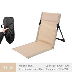 CHAISE DE CAMPING Beige - PACOONE-Chaise pliante de camping en plein air, Dossier, Plage, Coussin portable, Tente, Loisirs, Bal
