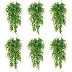 FLEUR ARTIFICIELLE Plantes Artificielles Suspendues - Fougères Vertes - Lot de 6 - 90 cm - Sans Entretien