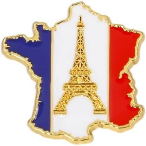 BROCHE Pin'S Tour Eiffel Dorée Dans Carte De France Bleu Blanc Rouge - Drapeaux - Qualité De Finition - Epingle - Broche - Badge Guo665